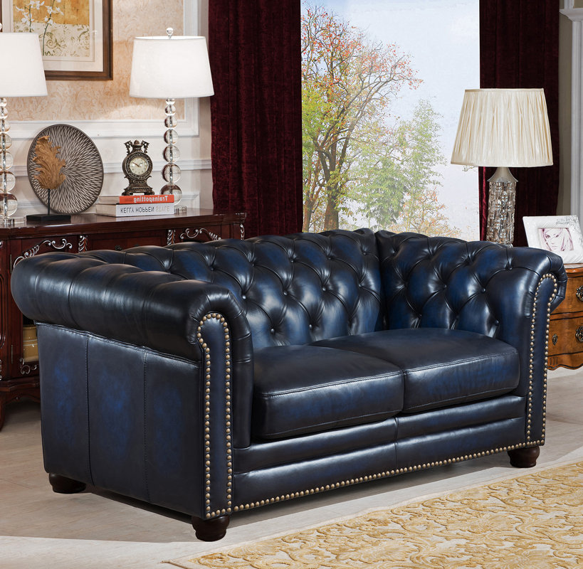 Nebraska Leather Chesterfield Loveseat & Reviews Birch Lane